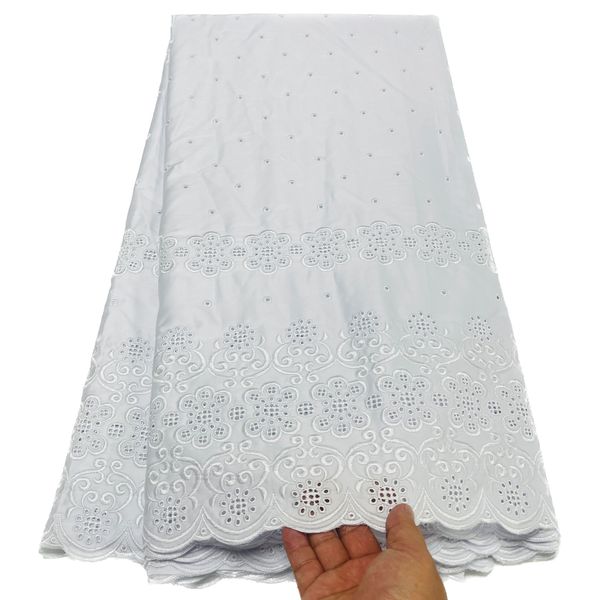 2023 Tissu en coton suisse en dentelle polie de haute qualité pour femmes africaines, 4,5 m, robes de soirée de mariage, couture artisanale, broderie florale nigériane moderne, automne, nouveau YQ-8321