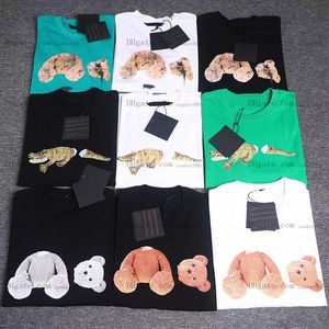 2023 Haute qualité T-shirt en coton à manches courtes mode hommes palmiers femmes T-shirts courts couple modèles vêtements pour hommes imprimés tronqués ours anges couples t-shirts RCJT001