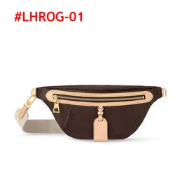 2023 Bumbag High Rise Bumbag Designer Sac de taille Fanny Pack Fleur marron Qualité d'origine avec sacs pour hommes sacs en cuir sac à bandoulière Men de cuir sac à main en cuir 46784 # lhrog-01