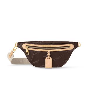 2023 High Rise Bumbag Diseñador Bolsa de cintura Fanny Pack Flor marrón Bolsos para hombre Bolsos de cuero Crossbody Monederos Messenger Hombres Bolso de cuero Cartera de moda 46784 #LHR-01