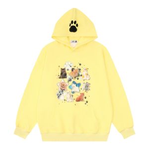 2023 Hip Hop Hoodie Streetwear Sweatshirt Cats Graphic Harajuku Hoodie Autumn Cotton Men Hooded Pullover Black Beige Yellow