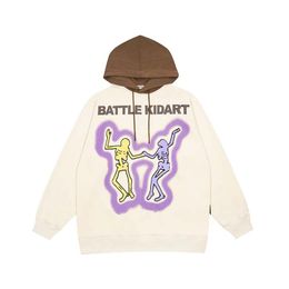 2023 Hip Hop Streetwear Hoodie Sweatshirt Grappig dansen Skull Skeleton Grafische hoodie Katoen Men Harajuku Hooded Pullover