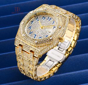 Montre à Quartz pour hommes, marque de luxe, style Hip Hop, glacé, carré doré, étanche, diamant, 2024