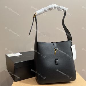 2023 Hobo onderarmzakken Schoudertas Zwart Leather Handtas Purse Originele Luxe totes Emmer Pocket Metal Letter Buckle