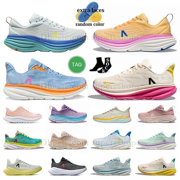 2024 Hoka One One Clifton 9 Chaussures de course Blanc Hokas Bondi 8 Free People Movement Triple Noir Bleu Coastal Sky Harbor Mist Peach Rose Sable Hommes Femmes Baskets Grande Taille