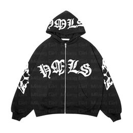 2023 Hoodies Sweatshirts Zip Snowflake Letter Print Goth Punk Sweatshirt Women Hoodies Sport Coat Trui