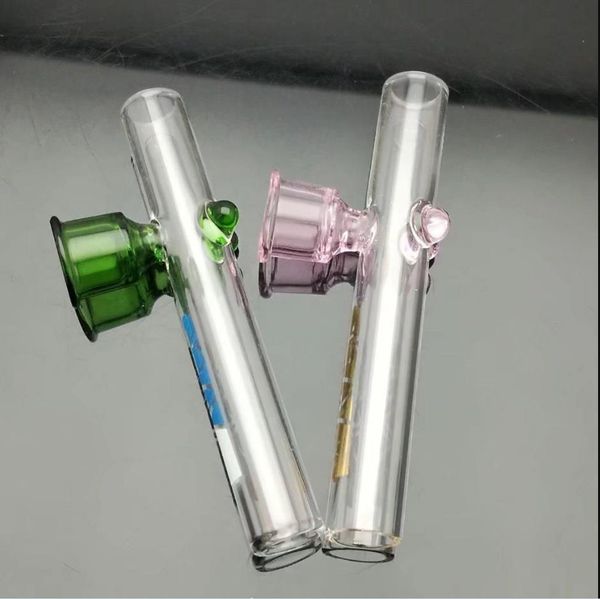 2023 Cabeza de cuerno con tubo estándar Glass Bbong Wwater Pipe Amoladora de clavos de titanio, burbujeadores de vidrio para pipa de fumar Colores de mezcla