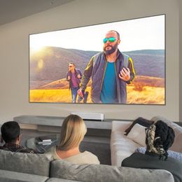 2023 HOT 16:9 ALR Écran de projection Lumière ambiante rejetant CLR PET Écran de projection à cadre en cristal noir 84 "- 120" pour projecteur UST à focale ultra courte