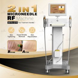 2023 Caliente 2 en 1 2 en 1 MRF + SRF Dispositivo de microagujas RF Microneedle Estiramiento facial Tratamiento para el acné Eliminar el envejecimiento de la piel Líneas finas Arrugas 20 puntas Máquina fraccionaria de microagujas RF