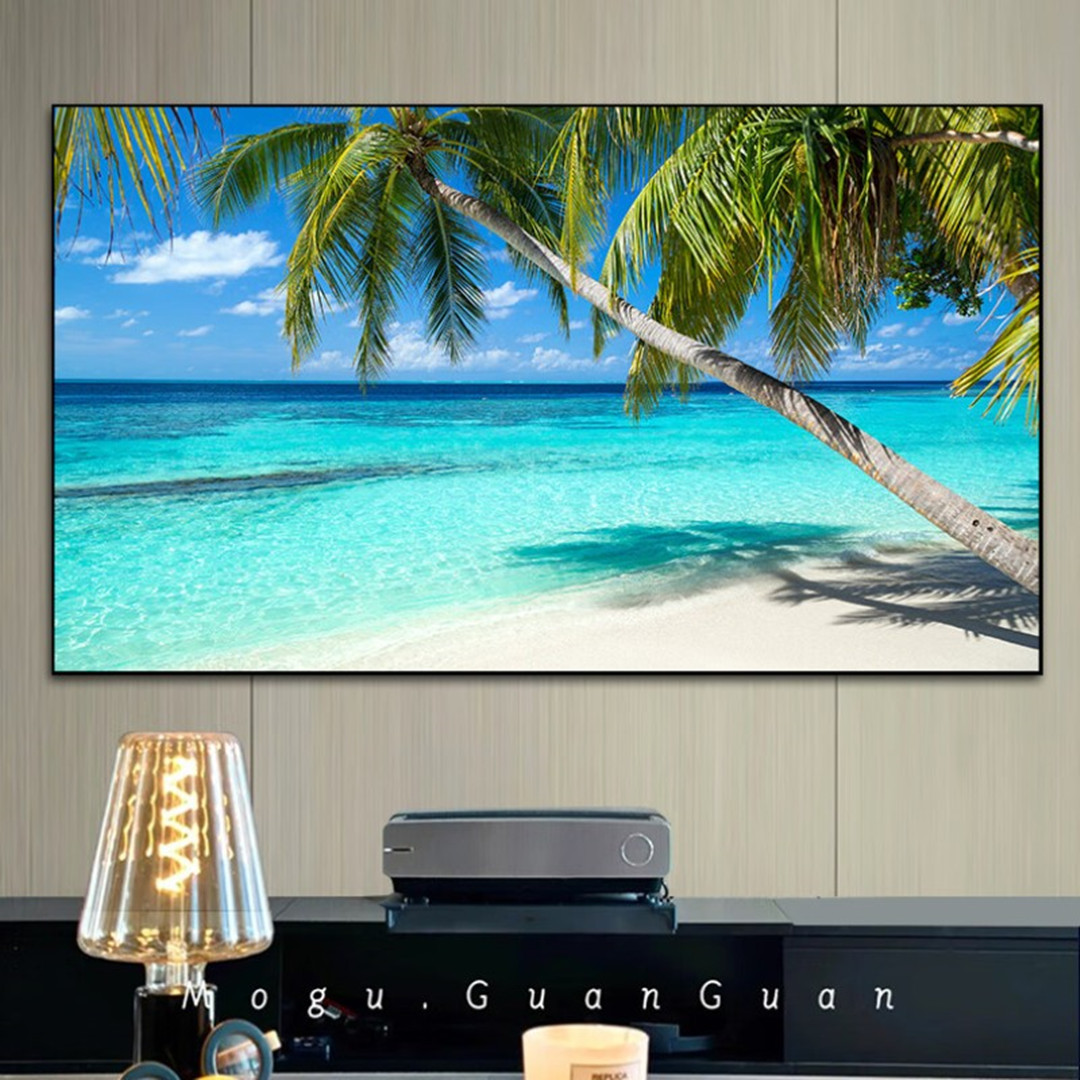 2023 HOT ALR UST Écran de projection Lumière ambiante rejetant CLR PET Crystal 8K 30'' - 120'' Écran de projecteur à cadre fixe pour projecteur à ultra courte focale 4K