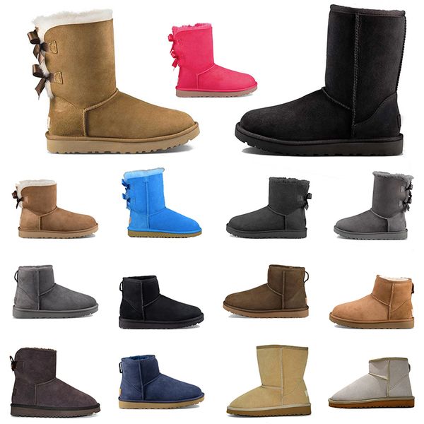 2023 Chaude Australie Classique Chaud Bottes Femmes Mini Demi Neige Botte D'hiver Pleine fourrure Fluffy furry Satin Cheville Bottines Chaussons pantoufles taille 36-41