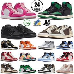 2023 Top Jumpman 1 1s Chaussures de basket-ball pour hommes Noir Phantom Reverse Mocha Golf 1961 Bred Olive Denim Starfish Hommes Femmes Baskets de sport Baskets 36-47