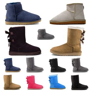 2023 Hot Classical Short Minwomen Snow Boots Keep Warm Boot Man Dames pluche casual warme laarzen schapenvacht suède schoenen kastanje grijs