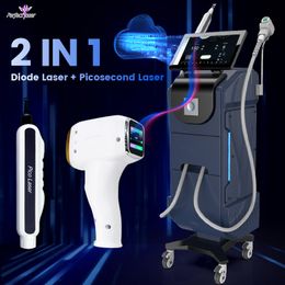 2023 Hot Diode Laser Pico Laser Equipment Machine d'épilation 2 en 1 Détatouage des cheveux Élimination des pigments Rajeunissement de la peau Machine de beauté laser picoseconde verticale