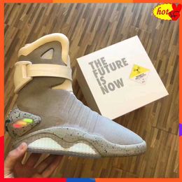 2023 CALIENTE Venta limitada Cordones automáticos Zapatos Air Mag Sneakers Marty Mcfly's air mags Led Back To The Future Glow In The Dark Grey Mcflys Man Sports