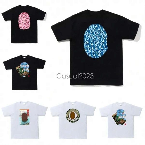 2023 Hot Mens T S côté double face camouflage Shark t Vêtements graphiques coloré de cajou lighing Luminal Cotton Summer Shirts