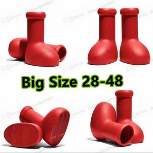 2023 Hot MSCHF Big Red Boot Hombres Mujeres Niños Niña Botas de lluvia Bebé Diseñadores Parte inferior gruesa Botines antideslizantes Plataforma de goma Botín Moda astro boy E s3Nv #