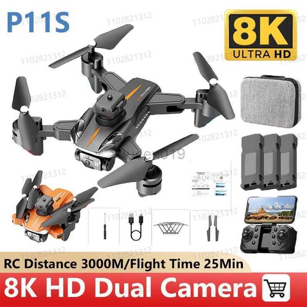 2023 Hot P11S Drone 8K 5G GPS Professionnel HD Photographie aérienne Évitement d'obstacles UAV Hélicoptère à quatre rotors Distance RC 5000M HKD230807