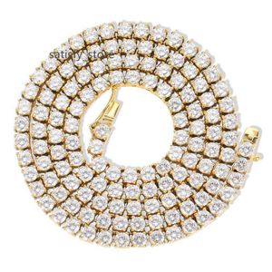 2023 Vente chaude de haute qualité 14k 10k Gol jaune 925 Silter Sterling D VVS Collier de tennis de chaîne Moisanite pour femmes