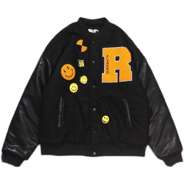 2023 offre spéciale hommes vestes rocky test awge flacko laine brodée manches en cuir épais Bomber Jacket