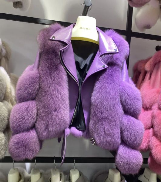 2023 Ventes chaudes Nouvelles femmes de luxe Winter Real Fox Fourts Coats de la veste de fourrure de renard naturel haut de gamme