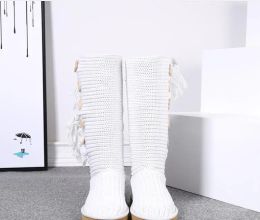 2023 Bottes de cardi de neige à la vente chaude 5819 Bottes chaudes tricotées hautes courtes 2 en 1 avec carte de poussière Carte gratuite