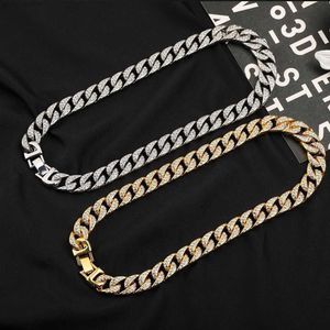 2023 vente chaude Bling strass finition dorée cristal Hip Hop collier bijoux cubain lien chaîne hommes