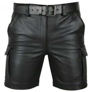 2023 Hot verkopen nieuwe knappe mode comfortabel fit heren punk lederen shorts 974591