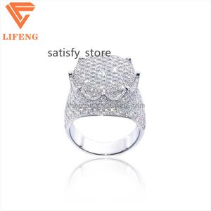 2023 Hot Selling S925 Iced Fine Jewelry VVS Moissanite Ring Pass Diamond Tester Crown -vormige luxe verlovingsring