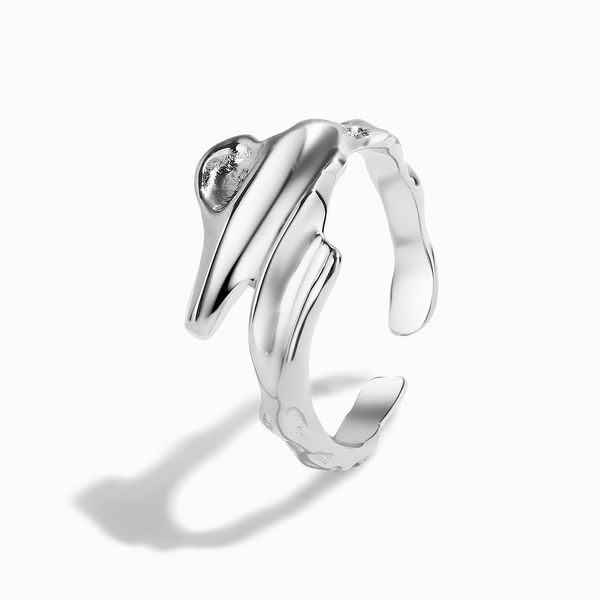 2023 superventas S925 anillos de plata esterlina para hombres y mujeres en Europa y América, anillo abierto con textura de arte de lava irregular