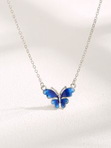 2023 Hot selling S925 Sterling Zilveren Nieuwe Blauwe Vlinder Ketting in Europa en Amerika Damesmode High end Ketting