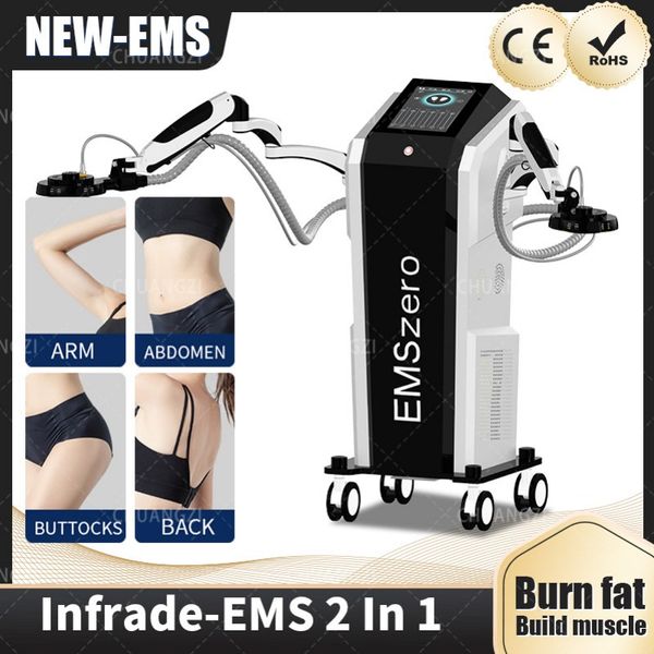 2024 Machine de thérapie par ultrasons de vente chaude 2 poignées infrarouge EM stimulateur musculaire abdominal ultra-mince stimulateur musculaire profond EMS Abdomen