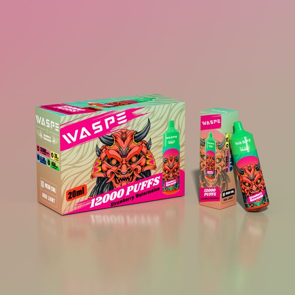 2023 Venta caliente Mayorista Waspe Puff Vape 12000 Puffs Kit de vapor 10K 12K Puff RGB Light Running personalizado ECIG Pod Pen Vape desechable