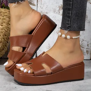 2023 Hot Shoes for Women Platform Womens Slippers Summer Outdoor Walking Ladies Office Wedges Solid Female Fish Mouth Shoes