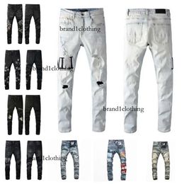 2023 Hot Spring Designer Jeans Skinny Neri Denim Ricamo Mode Gaten Pantaloni Hip Hop Verontruste Rits Pantaloni Per Uomo Taglia 28-36