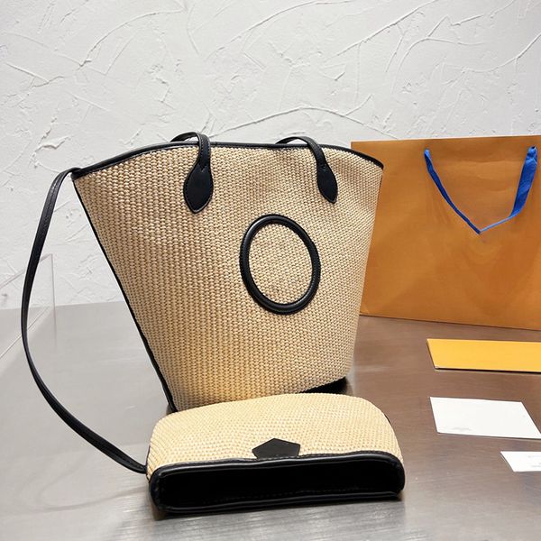 2023 Hot Summer Designer Bag Cubo de playa Bolso de lujo Bolsos de paja Mujer Crochet Tote Bag Shopping Purse Wallet Totes Bolsos de hombro Bolsos de diseño de calidad superior