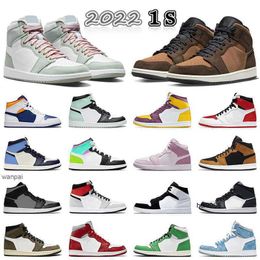 2023 HOTSALING JUMPMAN 1 1S Basketbalschoenen mode suède tarwe Georgetown Mid Dark Chocolate Iron Ore Armory Navy Seafoam Deeltje Greyjordon Jordab