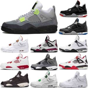 2023 Hotting hommes chaussures de basket-ball hautes 4 4s Black Cat court violet Université Rouge Néon élevé Alternate Motorsport orange métallisé Blanc JERDON