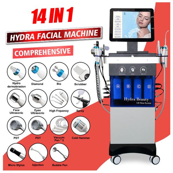 2023 Hydro Microdermoabrasion Skin Lifting Device Multifunción de alta frecuencia Facial Spa Ultrasonido BIO Water Dermabrasion Moisturizer Machine