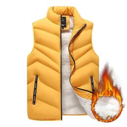 2023 en ropa de vellón hombres chaleco zip tibio invierno grueso grueso otoño sleeveness chaquetas macho naranja negros gran tamaño grande 231020