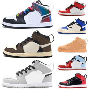 2023 Nourrissons 1s Jumpman 1 Chaussures de basket-ball pour enfants Athletic Outdoor Toddler Pine Green Game Royal Obsidian Chicago Bred Sneakers