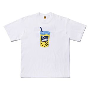 2023 INS Designer Pearl Milk Tea Printing Human Made Mens T-shirts 100% katoen comfortabele stof korte mouwen T-shirt voor mannen vrouwen S-2xl Japan Tide Brand T-shirt
