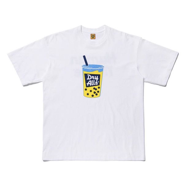 2023 Ins Designer Pearl Milk Tea Impresión HUMAN MADE Camisetas para hombre 100% algodón Tela cómoda Camiseta de manga corta para hombres Mujeres S-2XL Japan Tide Brand Tee