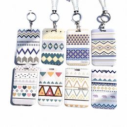 2023 Ins Student School Acc Ctrol Crédit Titulaire de la carte d'identité Sacs Motifs géométriques Femmes Hommes Travail Bus Card Cover Case Keyring D2Gi #