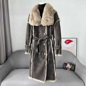 Manteau Long en laine pour femmes, manteau en laine intégré de lapin à la mode, de styliste de célébrités d'internet, automne et hiver 2023, 134957