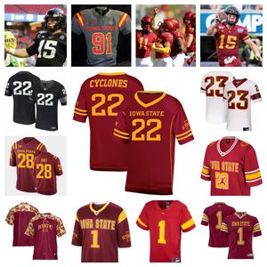 Maillot de football des Cyclones de l'Iowa State 2023 80 Tyler Perkins 32 Gerry Vaughn 56 Anthony Smith 52 Joey Petersen