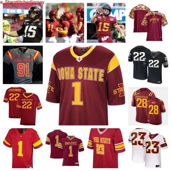 Maillot de football des Cyclones de l'Iowa State 2023 63 Jim Bonifas 79 Deylin Hasert 51 Brendan Black 17 Beau Freyler 33 Jack Sadowsky V 73 Brady