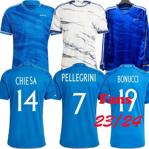 2023 camisa italiana SCAMACCA IMMOBILE CHIESA camisas de futebol 125 camisas de futebol da ItáliaRASPADORI JRGINHO BARELLA BASTONI VERRATTI Maglia seleção italiana