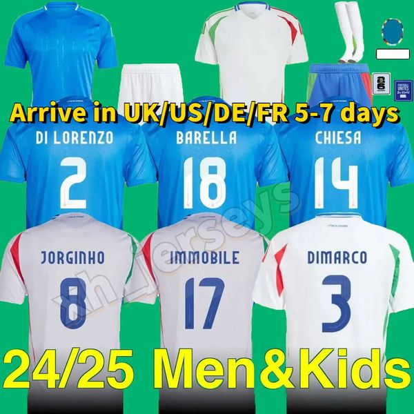 2024 Italie th anniversaire de football Jerseys Joueys Version Maglie da Calcio Totti Verratti Chiesa Italia24 / 25 Shirts de football Men Set Kids Kit