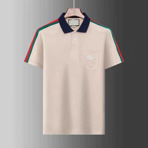 2023 Italia Diseñadores de marca polo camisa Camisetas de lujo serpiente abeja bordado floral para hombre polos High street fashion stripe print polo T-shirt